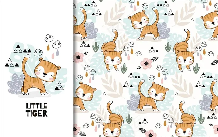 小猫印花图片ai矢量模版下载