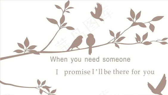 树叶小鸟矢量图图片