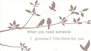 树叶小鸟矢量图图片