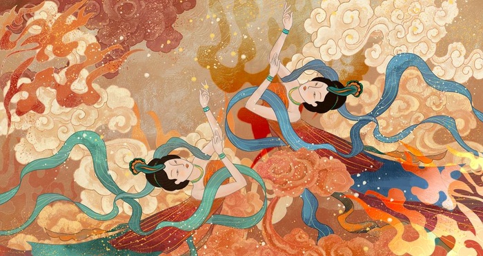 敦煌壁画图片(2880X1620(DPI:300))psd模版下载