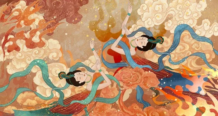 敦煌壁画图片(2880X1620(DPI:300))psd模版下载