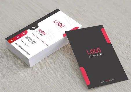 红色简约名片图片