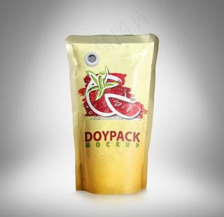 塑料袋果汁包装贴图样机图片