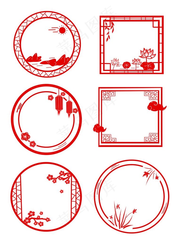 中国风节日剪纸画图片psd模版下载