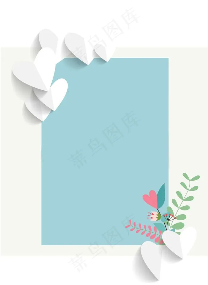 蓝色花边底纹信纸背景图片ai矢量模版下载
