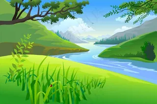 卡通山水风景图片