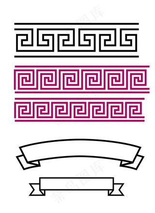 回形纹及飘带边框图片