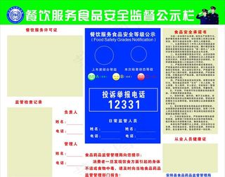 餐饮食品卫生安全监督公示栏图片