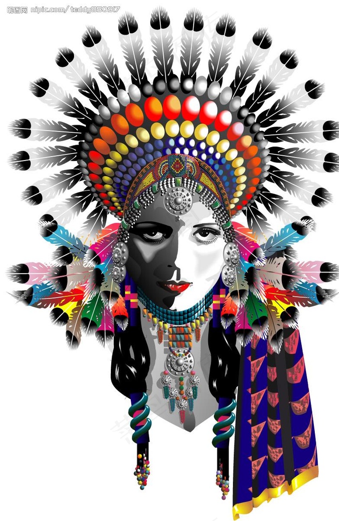 印第安人头像图片