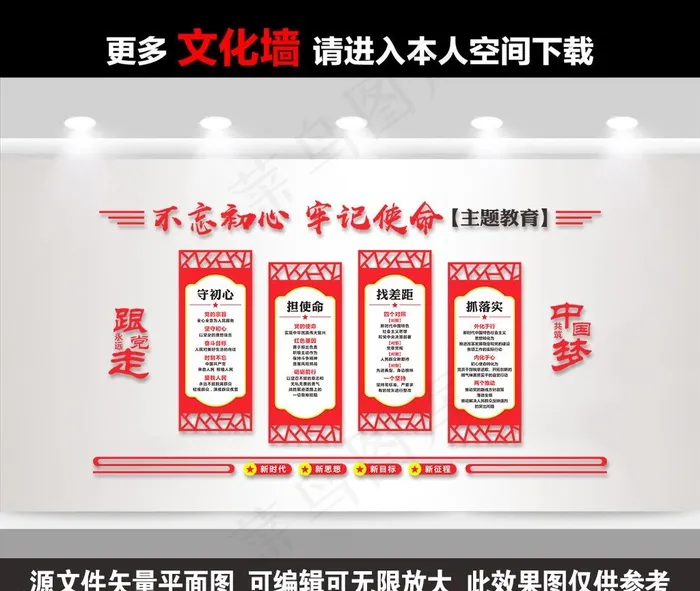 主题教育文化墙图片cdr矢量模版下载