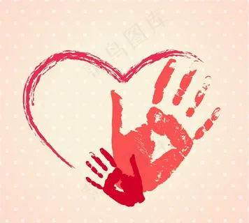 创意手印和爱心矢量素材图片
