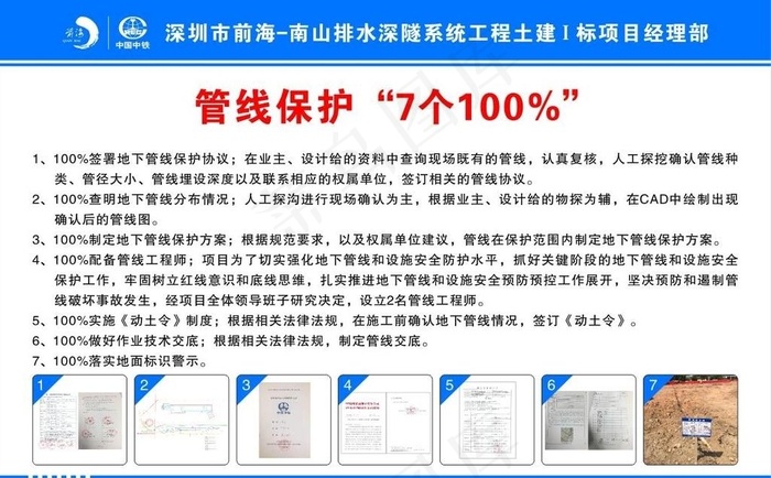 中国中铁管线保护7个100%图片cdr矢量模版下载