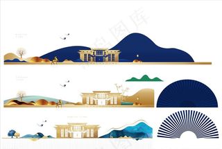 山线稿素材图片