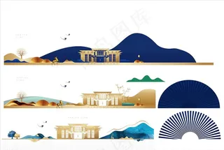 山线稿素材图片