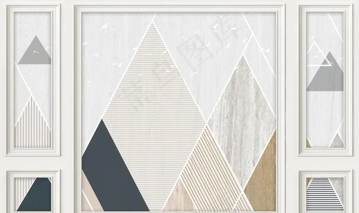 3D几何边框背景墙图片(9071X5669(DPI:72))psd模版下载