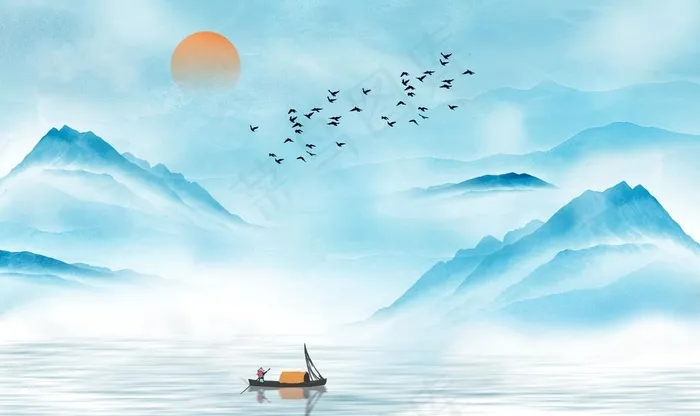 水墨山水图片(9071X5669(DPI:72))psd模版下载