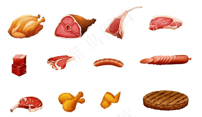 卡通肉图片psd模版下载