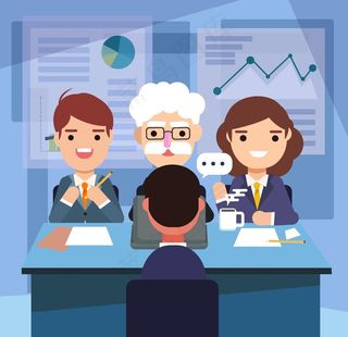 创意企业面试 人物插画图片