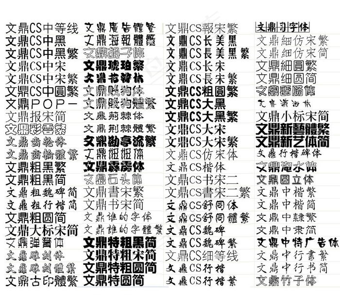 文鼎字体85种