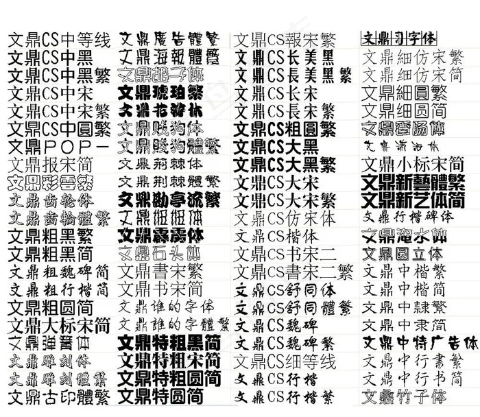 文鼎字体85种