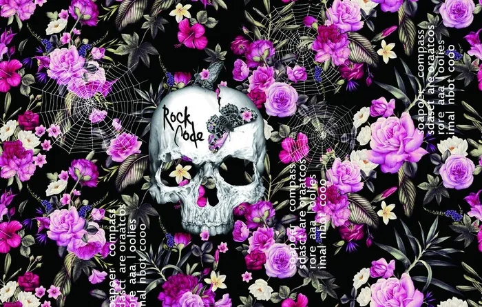 方巾 大牌 手绘花 骷髅头 玫图片