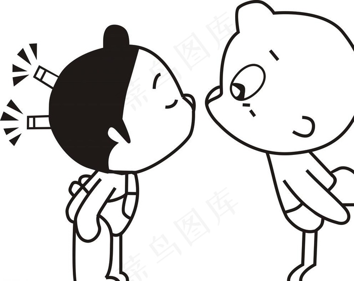 小屁孩矢量线条图图片