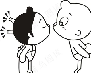 小屁孩矢量线条图图片