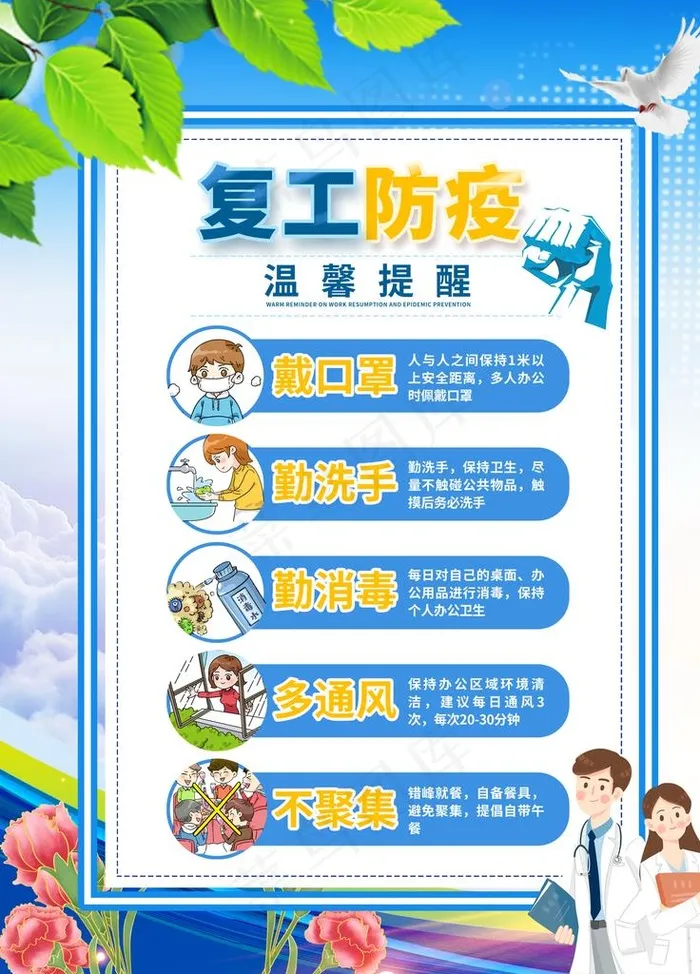 复工防疫海报图片(1701X2268(DPI:72))psd模版下载