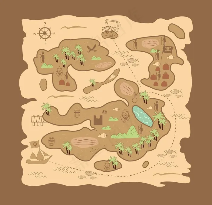 藏宝图图片ai矢量模版下载