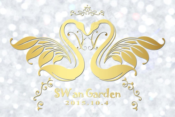 天鹅花园主题婚礼LOGO设计图片