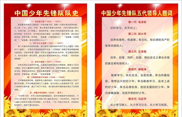 少先队队史图片cdr矢量模版下载