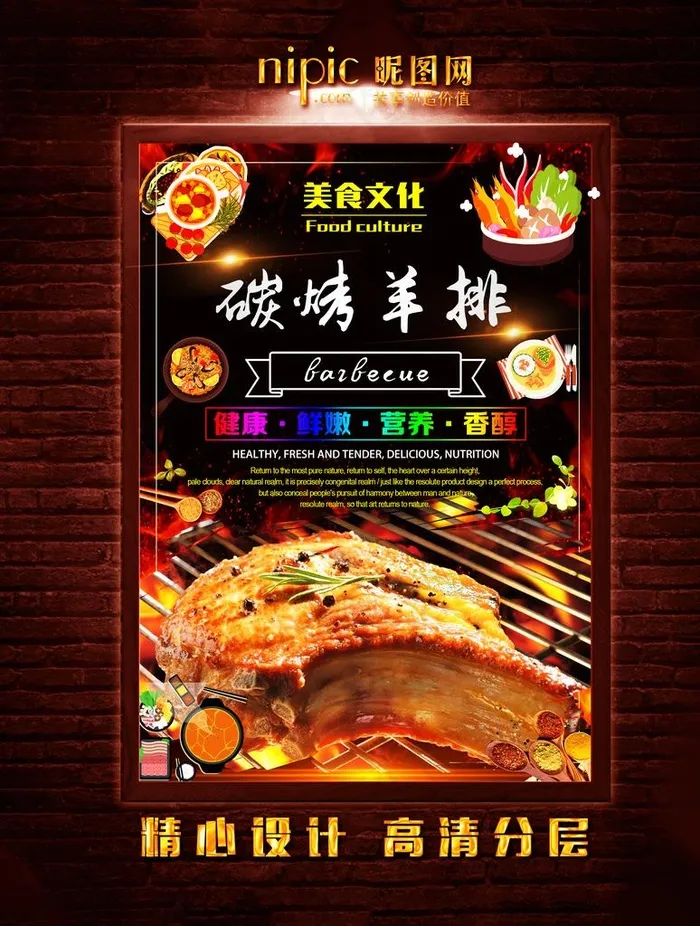 烤羊排图片(3804X4834(DPI:300))psd模版下载