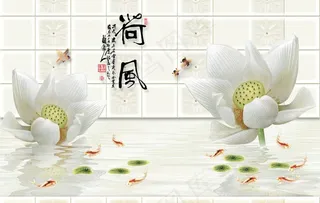 荷风荷叶荷花水纹图片