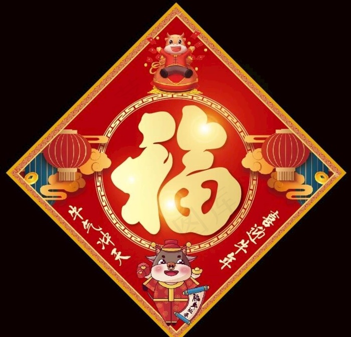 2021牛年福字图片ai矢量模版下载