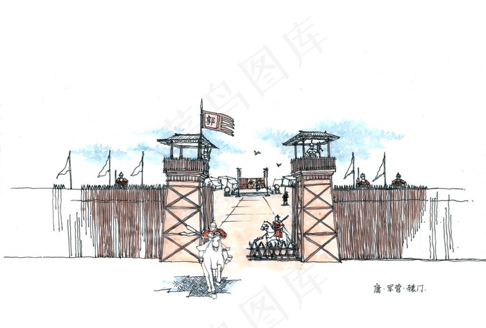 唐朝军营大门图片