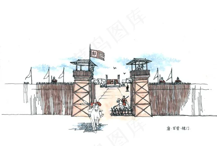 唐朝军营大门图片