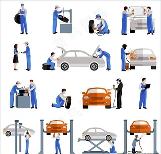 汽车维修插画图片