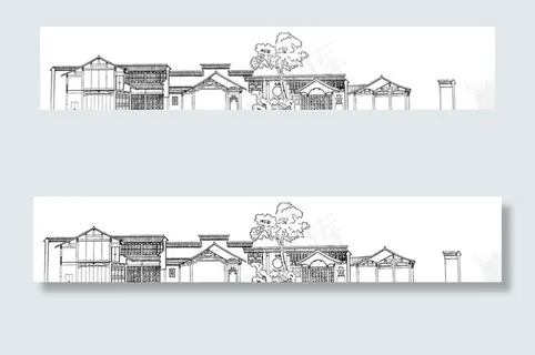 古建筑结构线稿图图片