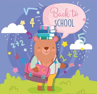 手绘动物开学图片