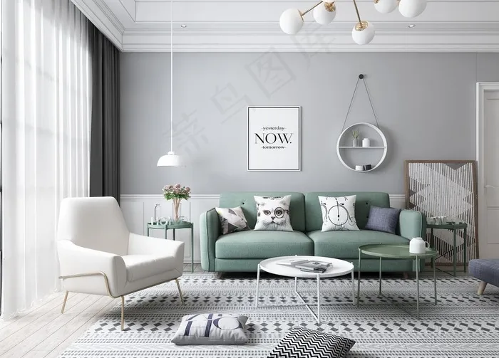 现代简约北欧风客厅空间图片