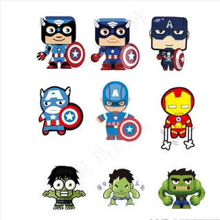 复仇者联盟 Q版卡通 矢量图图片
