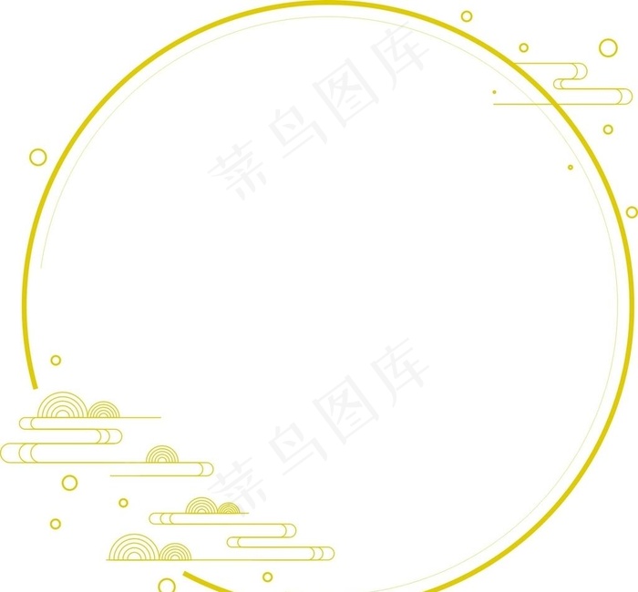 中式烫金祥云圆框图片cdr矢量模版下载