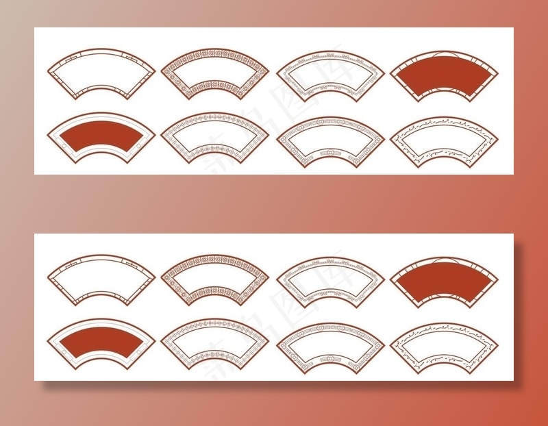 中式古风扇面元素图片cdr矢量模版下载