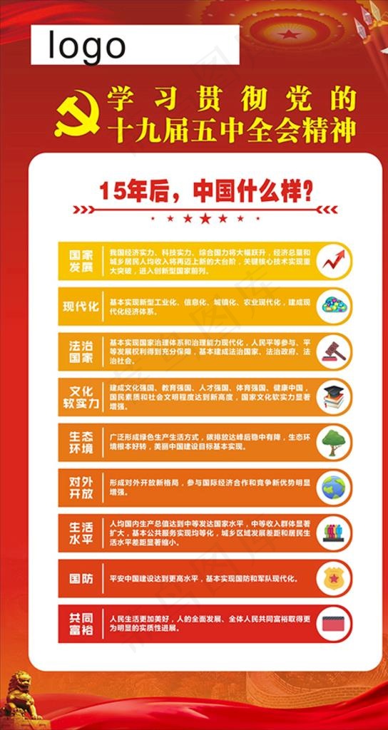 学习贯彻党的十九届五中全会精神图片(1080X1920)cdr矢量模版下载