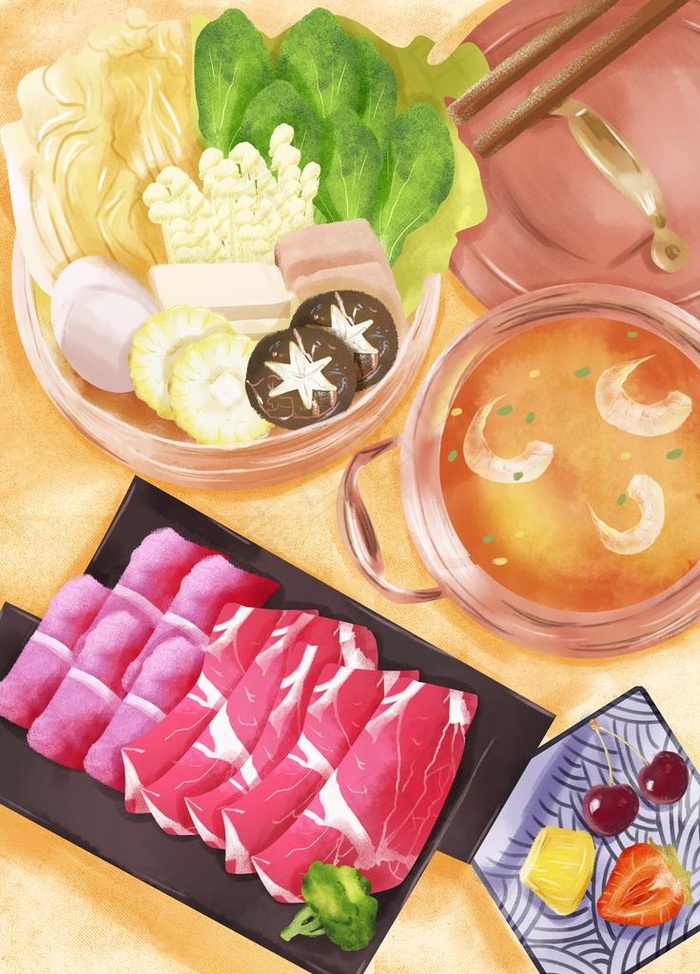 火锅插画图片