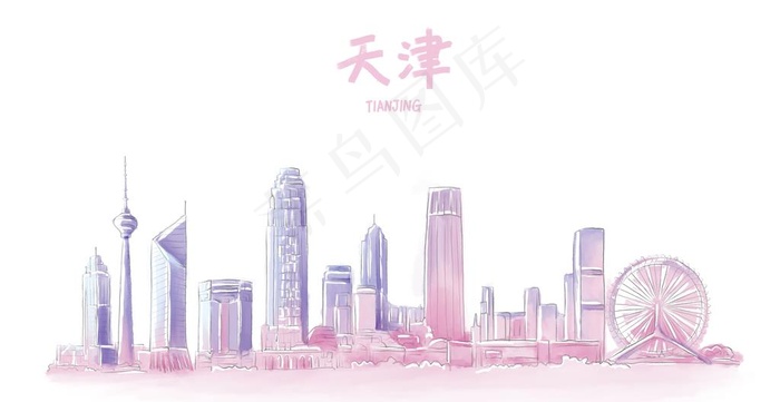手绘城市 城市地标图片