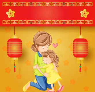 春节红色喜庆卡通人物插画图片 春节红色喜庆卡通人物插画图片