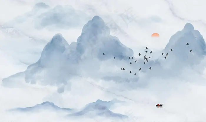 大理石山水图片psd模版下载