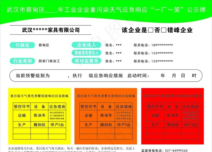 一厂一策 重污染天气 预防预警图片cdr矢量模版下载