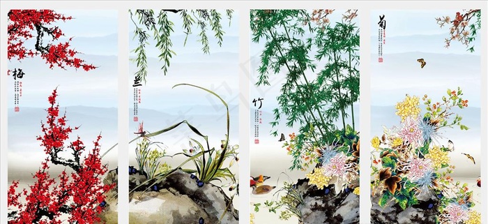 梅兰竹菊图片
